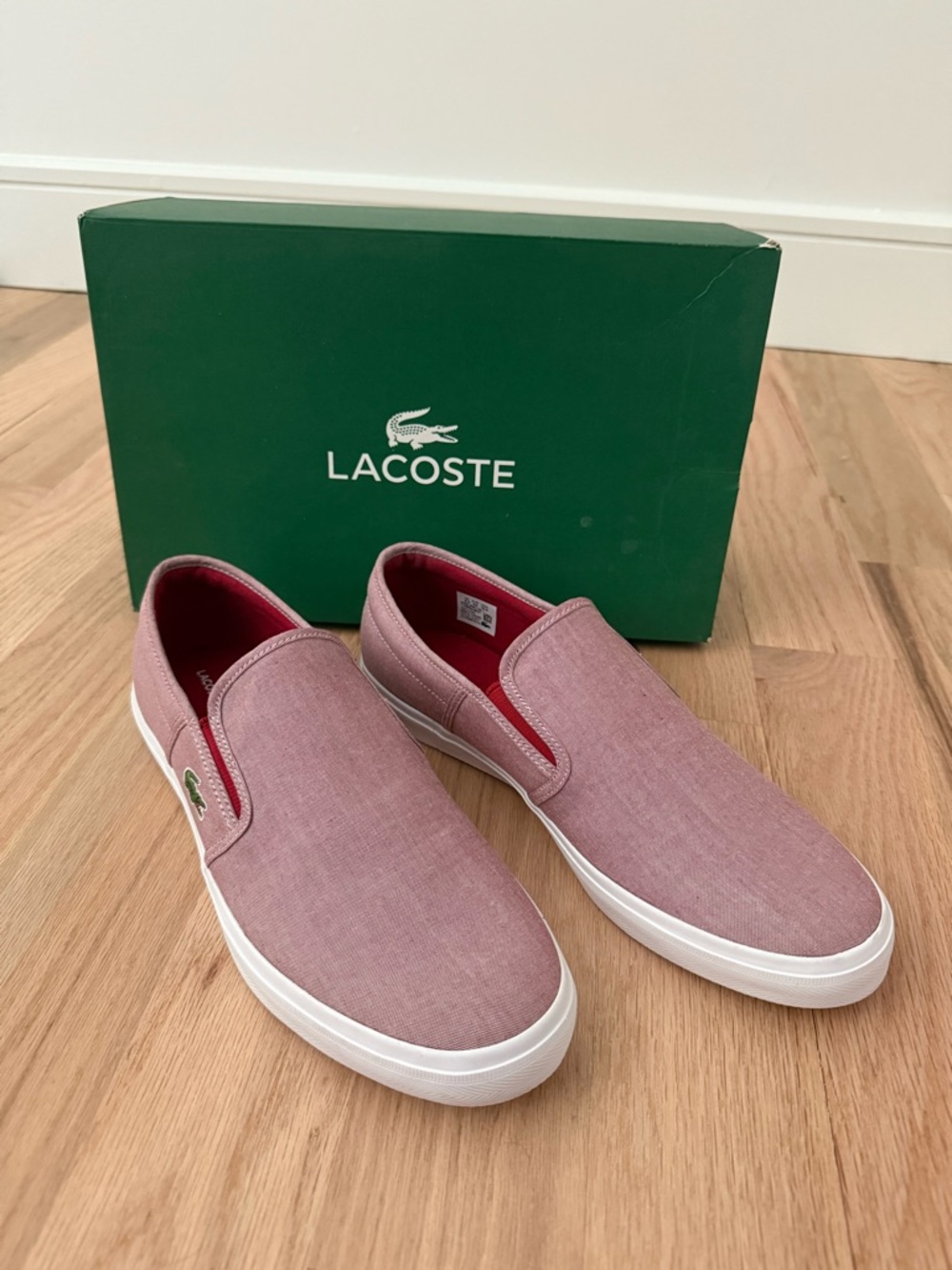 Men’s Lacoste Red Canvas Slip-On Sneakers